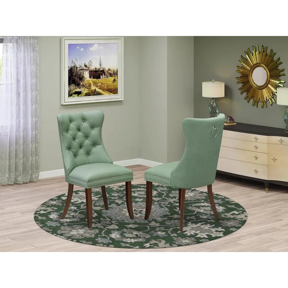 Willow Green faux leather Upholstered Dining Chairs, Set of 2 S82158