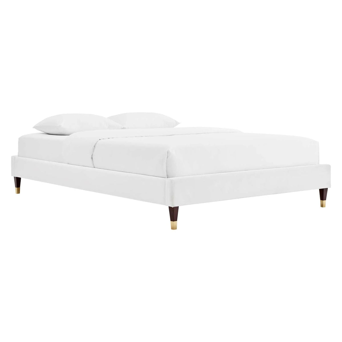 Queen Performance Velvet Platform Bed Frame in White T544166