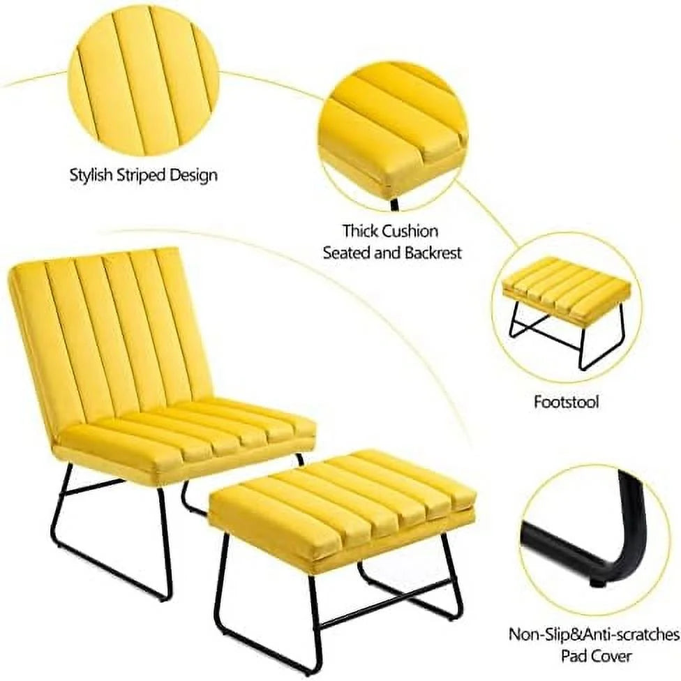 Adjustable Faux Velvet Accent Chair with Ottoman F24682