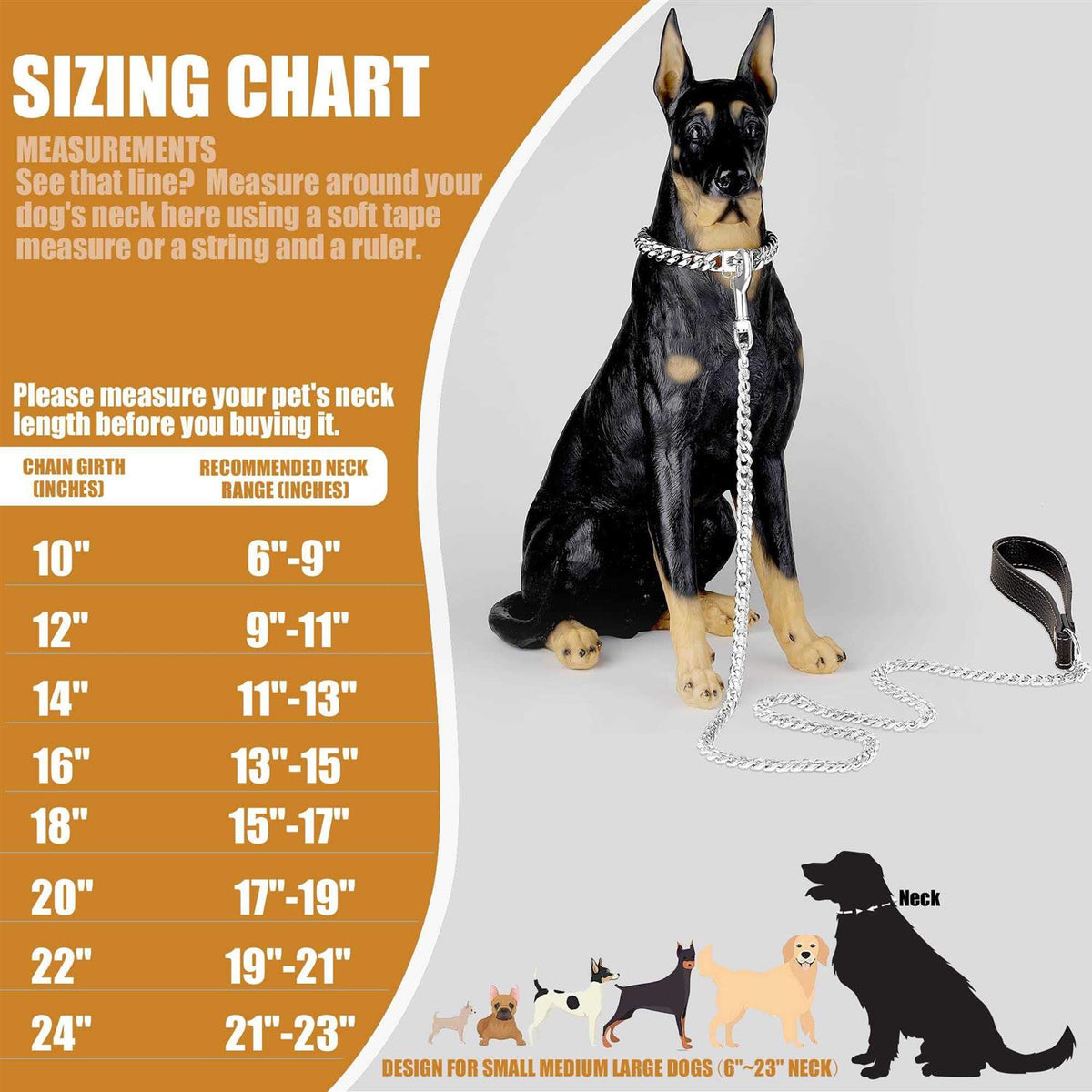 Gold Chain Cuban Link Stainless Steel Dog Collar C228420
