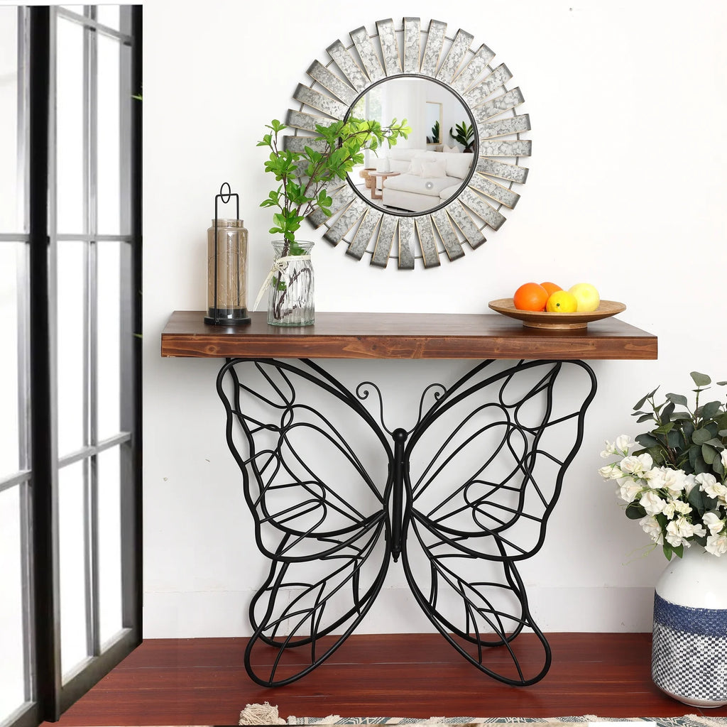 Wood Top Metal Accent Console And Entry Table G641040