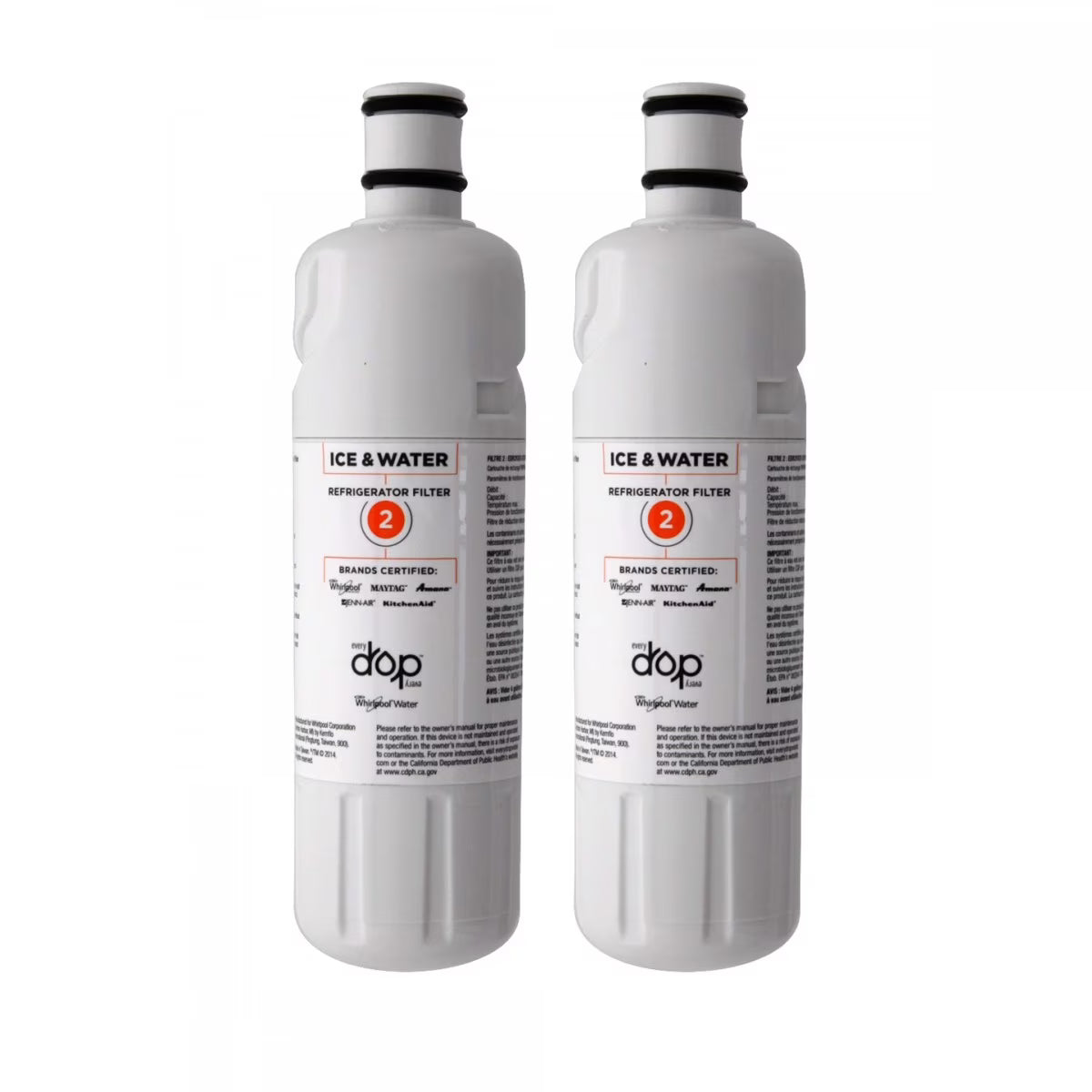 2 Pack Refrigerator Ice & Water Filter S53627