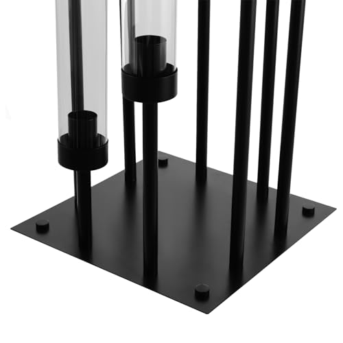 8 Arm Candle Holders Floor Candelabra Metal Candlestick Holder Set with Acrylic Shade 42.13" Tall Black V83515