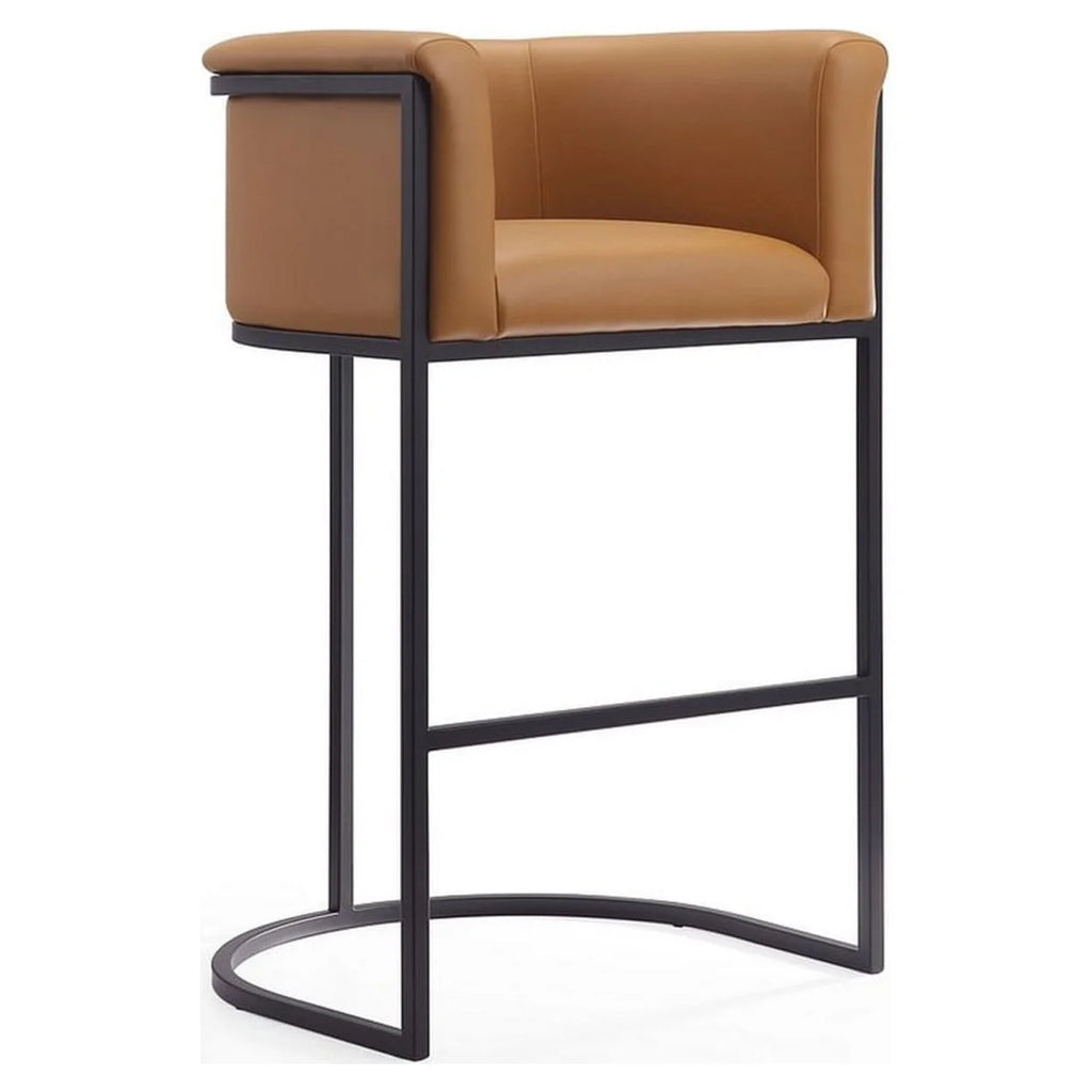 Camel and Black Metal Barstool (Set of 3) L13909