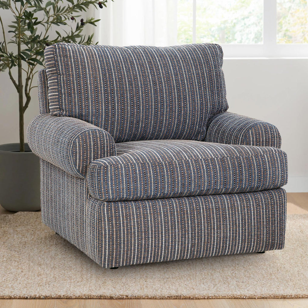 Blue Striped Fabric Chair I982471