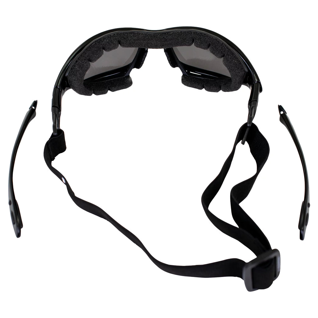 2 Pairs Padded Motorcycle Glasses Convertible to Goggles Shatterproof UV400 Black I85376