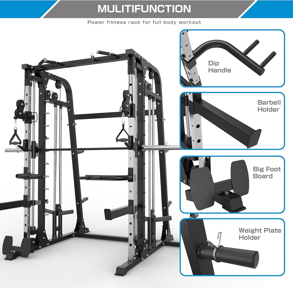 Smith Machine Power Cage with Weight Bar and LAT Pull-Down Systems G9472