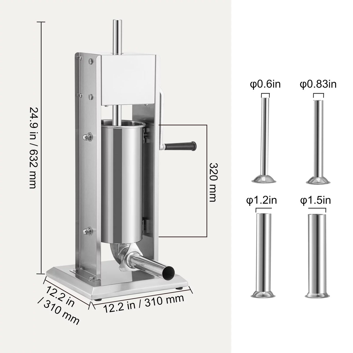 8lbs 5L Stainless Steel Sausage Stuffer A754