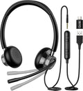 USB Headset with Rotatable Mic, Stereo Wired Headset, USB-C Adapter, Pack of 2 C1912