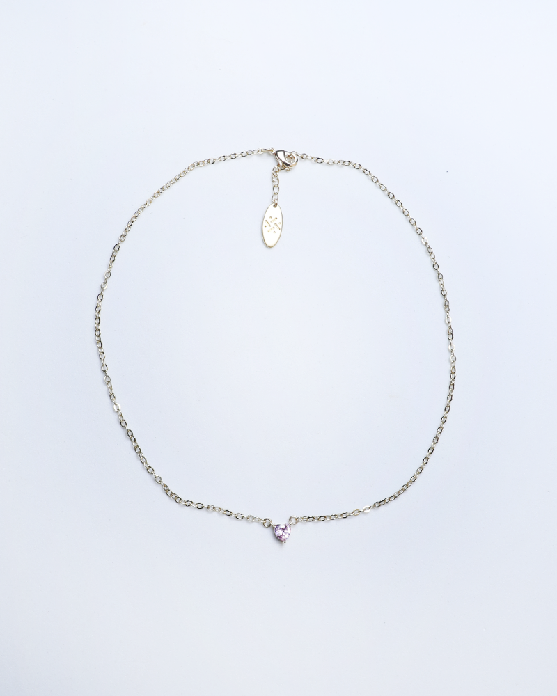 Pink Heart Charm Gold-Plated Chain Necklace K109