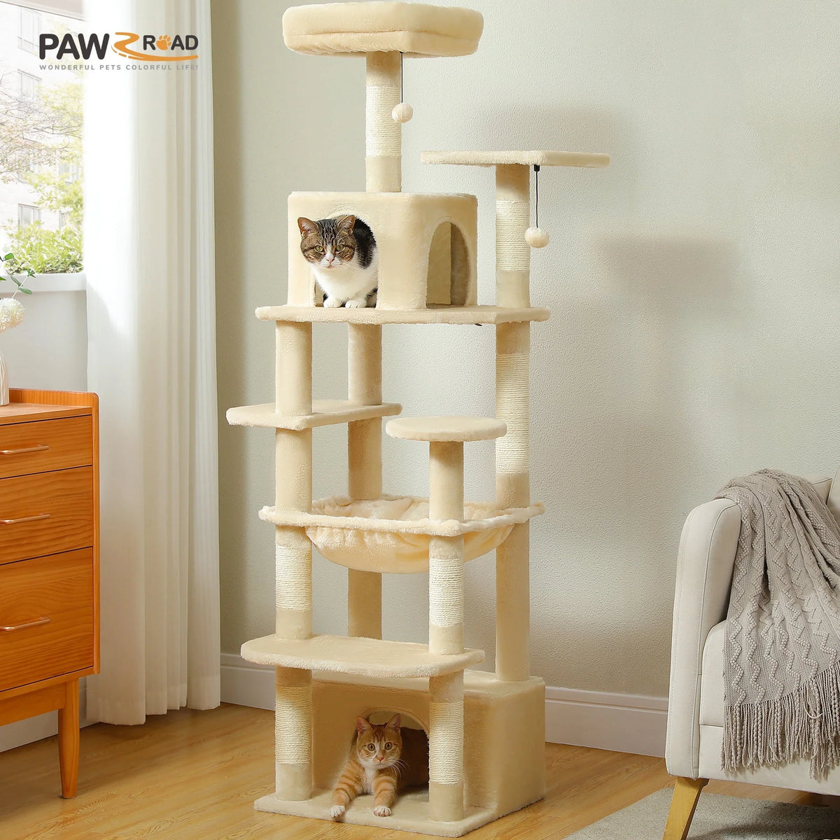 Gray Multi Level Cat Tree with 7 Scratching Posts G187