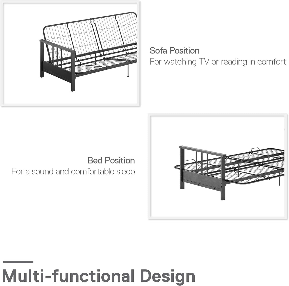 Black Metal Arm Futon Frame Z8785