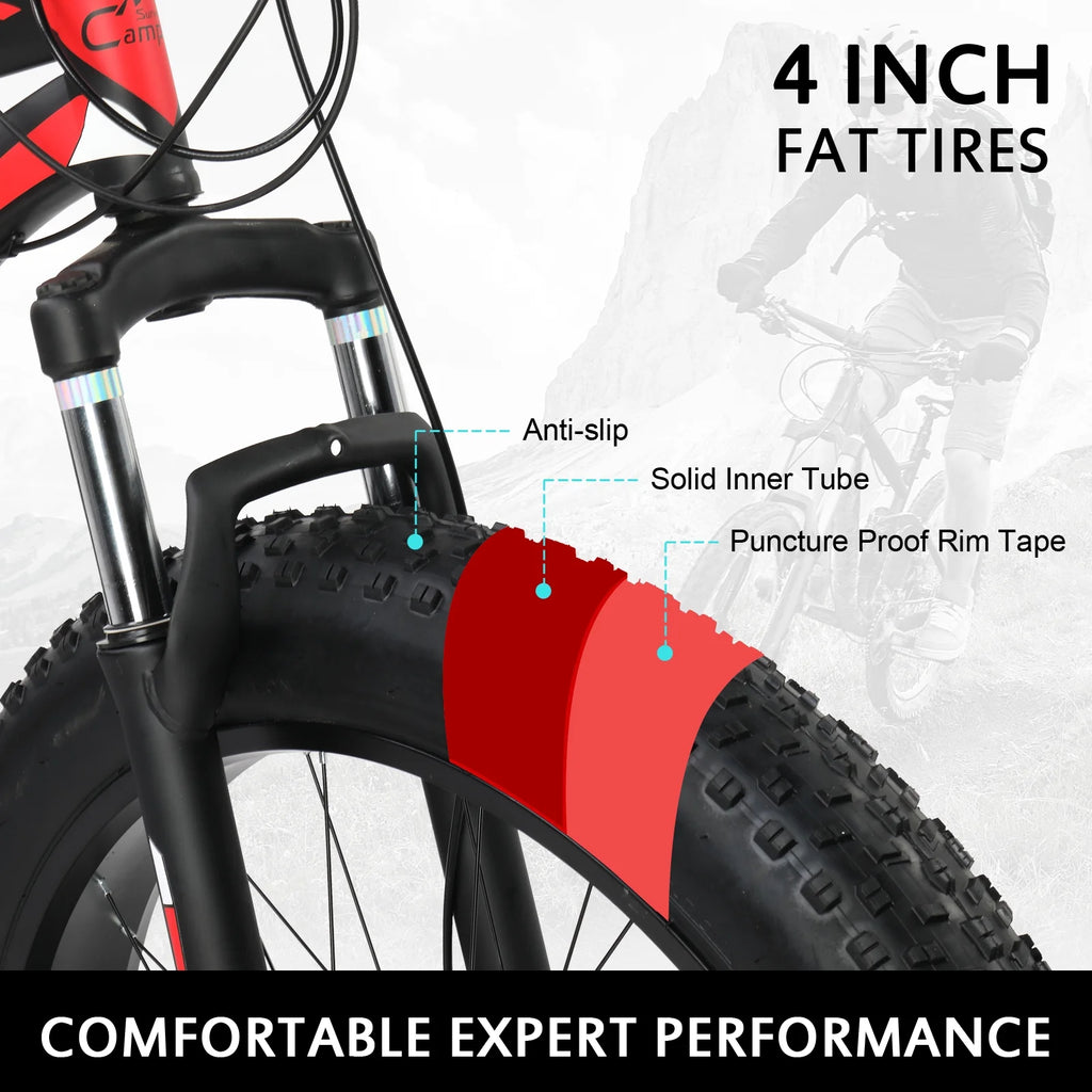 26 Fat Tire Mountain Bike 21 Speed High Carbon Steel Frame R561717