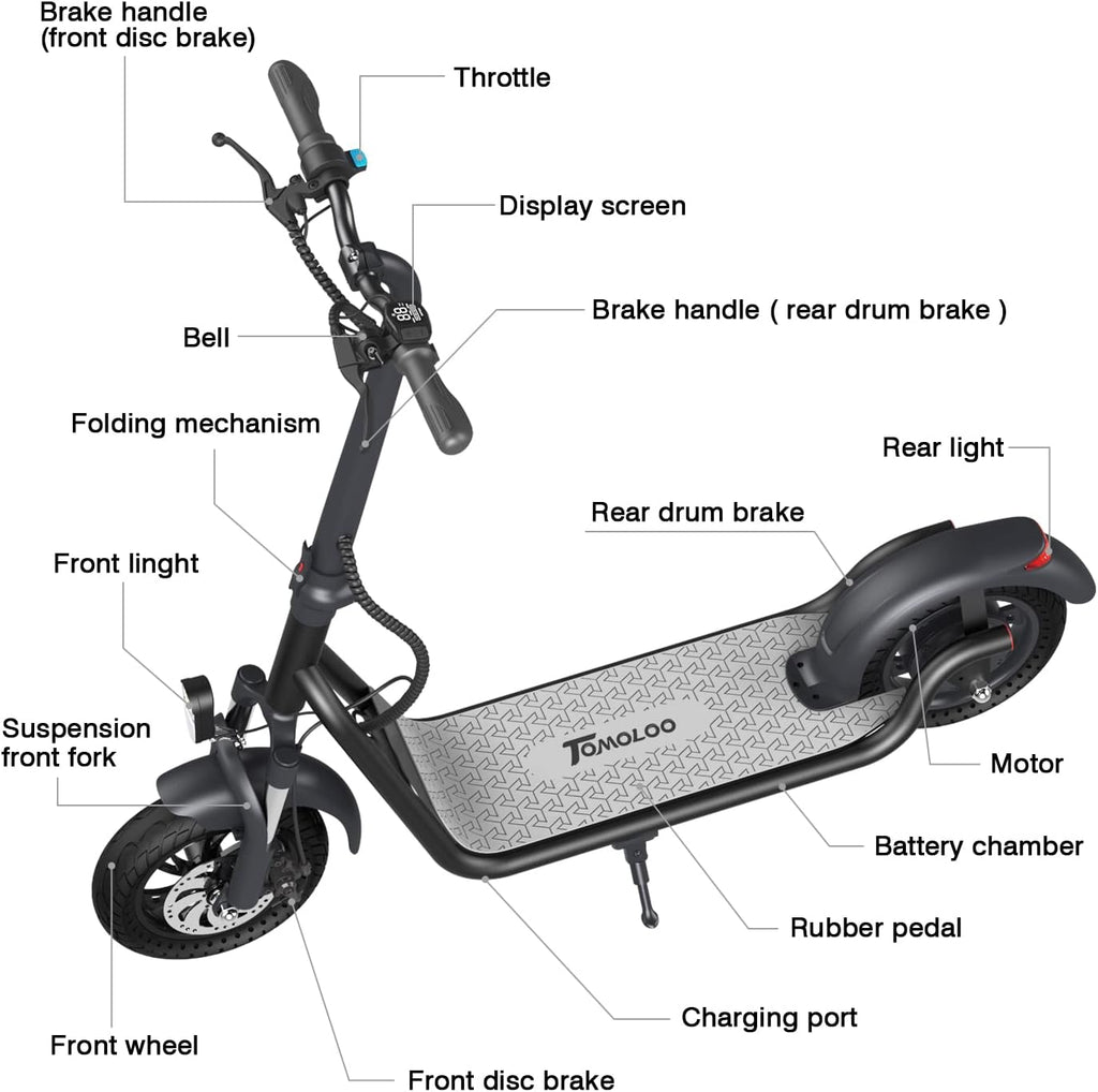 Electric Kick Scooter with 350W Brushless Motor, 50 Miles Long-Range Battery, Foldable S2343