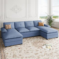 Blue U-Shaped Sectional Sofa with Double Chaise Q7626