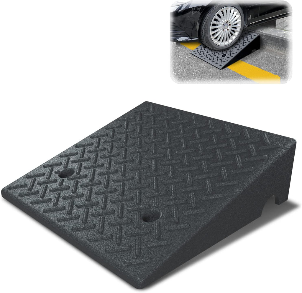 Rubber Curb Ramp 19.6 × 19.6 × 6 Heavy Duty Portable Threshold Ramp 1 PC R49270