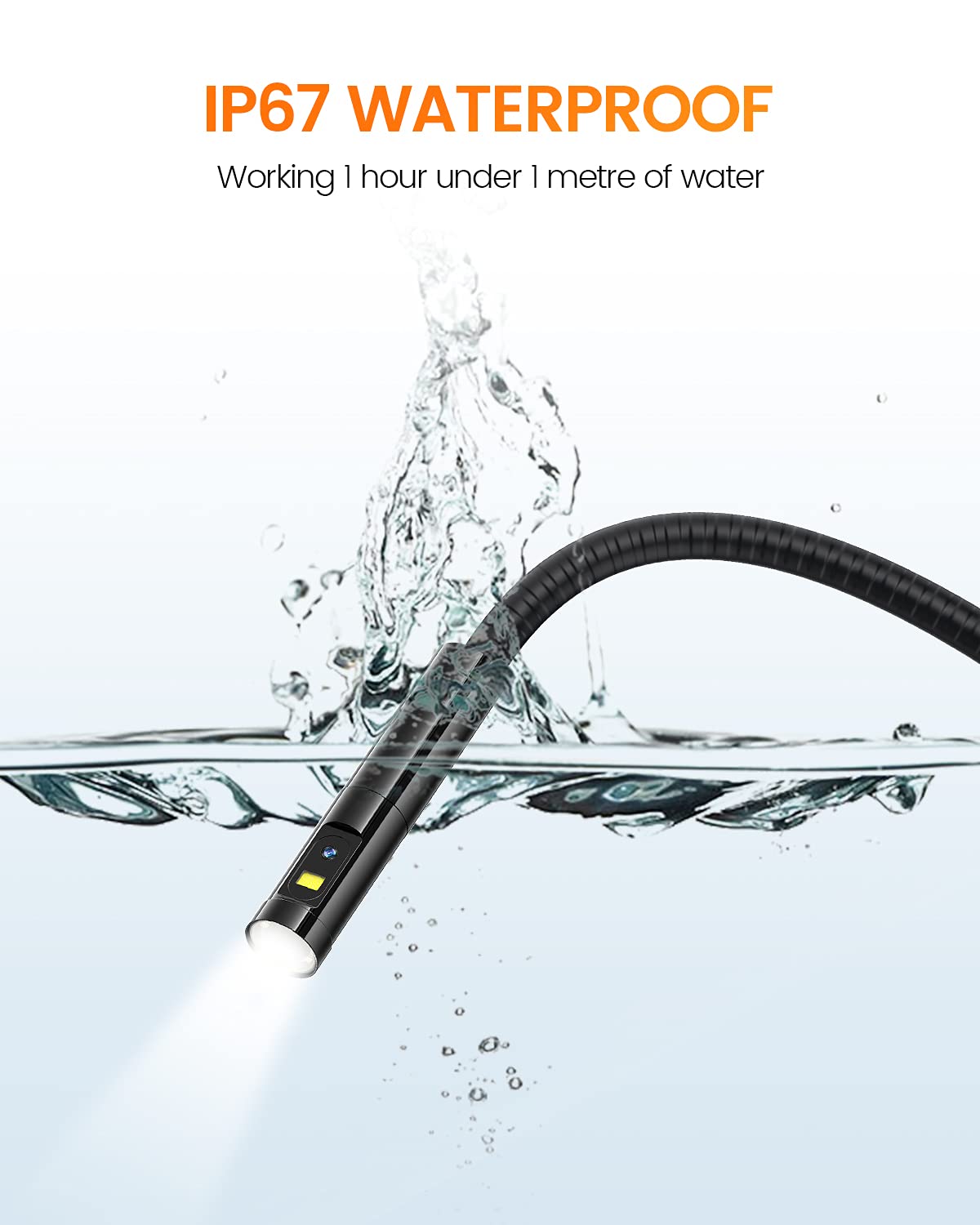 Dual Lens Inspection Camera with 5 IPS Screen, 16.4ft Flexible Probe, 1080p B4586