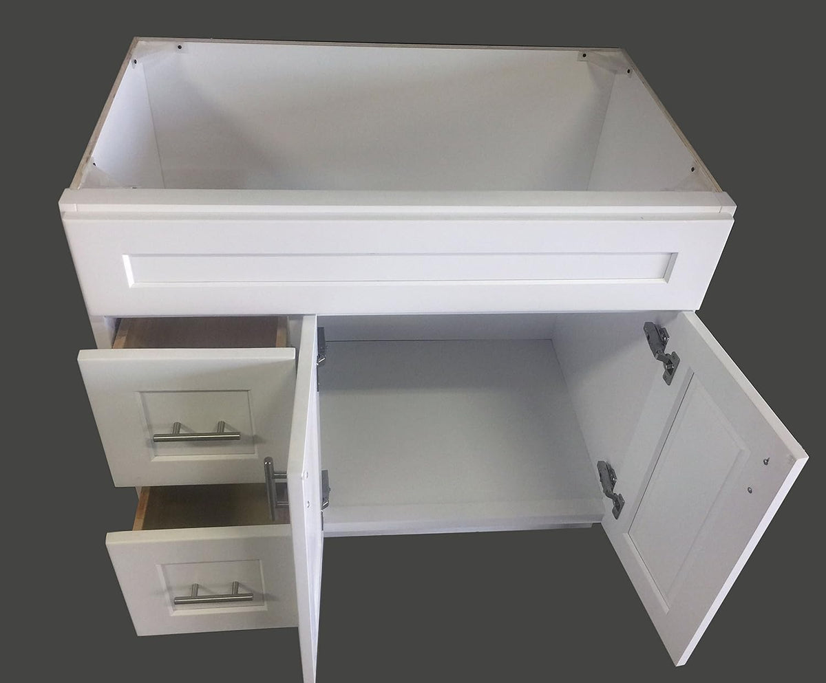 White Shaker Single-sink Bathroom Vanity Base Cabinet 36 Wide x 21 Deep B822448