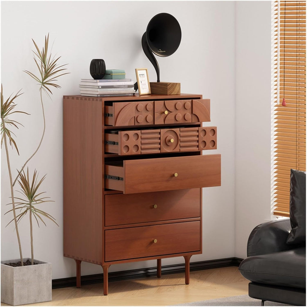 5 Drawer Wood Dresser with Gold Handles Y530317