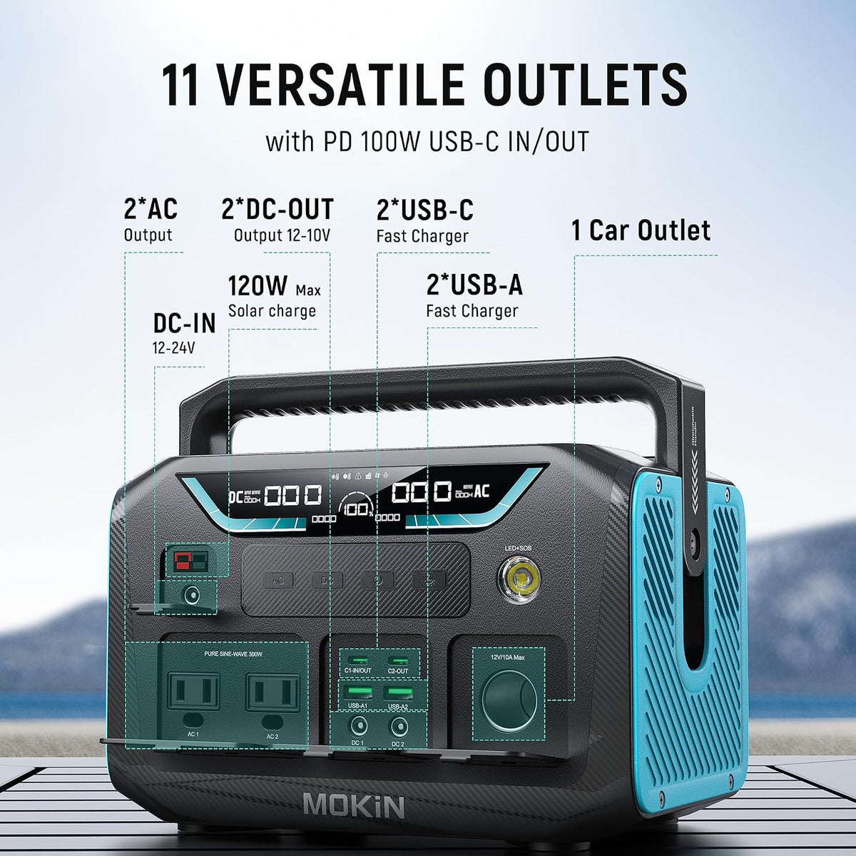 300W Portable Power Station with 120W Foldable Solar Panel W41148