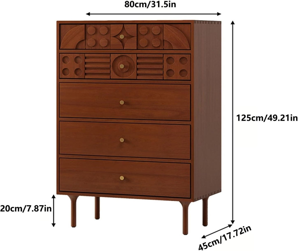 5 Drawer Wood Dresser with Gold Handles Y530317