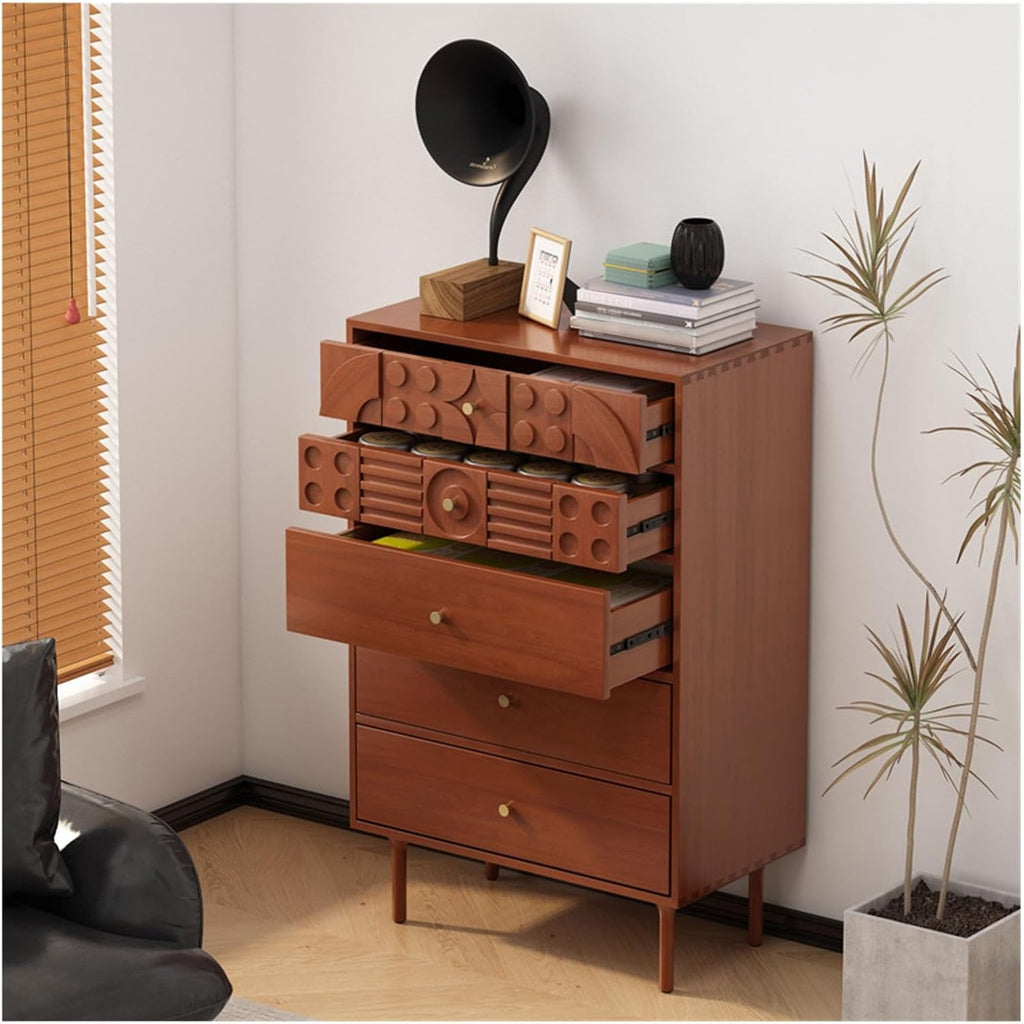 5 Drawer Wood Dresser with Gold Handles Y530317