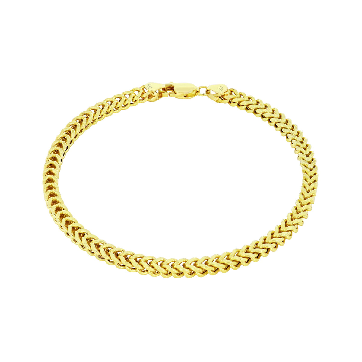 10k Yellow Gold 4mm Franco Chain Bracelet 7" - 9" F315