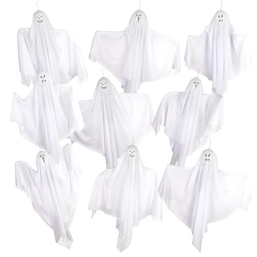 9 Pack Halloween Hanging Ghosts J7661