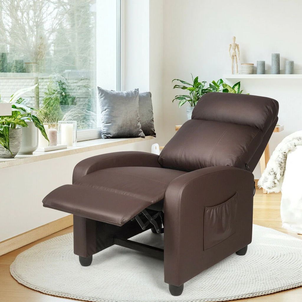 Brown PU Leather Massage Recliner Chair with Footrest H25824