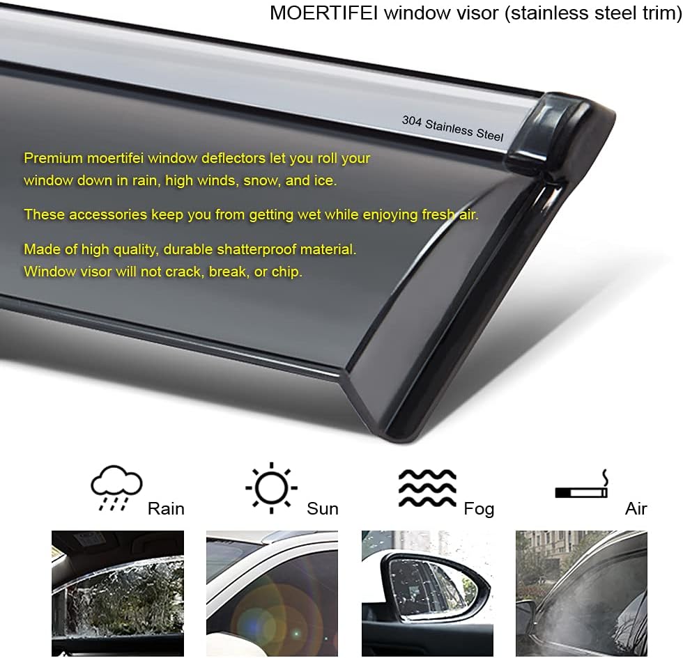 Translucent Smoked Tint Side Window Visor Deflectors Pack of 2 G3475