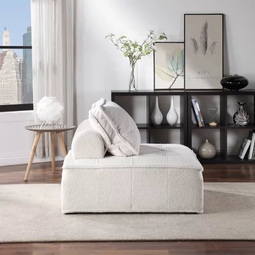 White Lambskin Sherpa Oversized Armless Accent Chair P31850