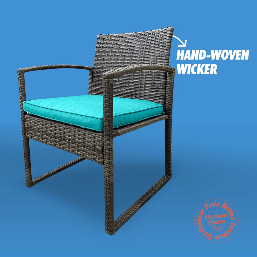 3-Piece Rattan Outdoor Furniture Set with Glass Coffee Table I539463
