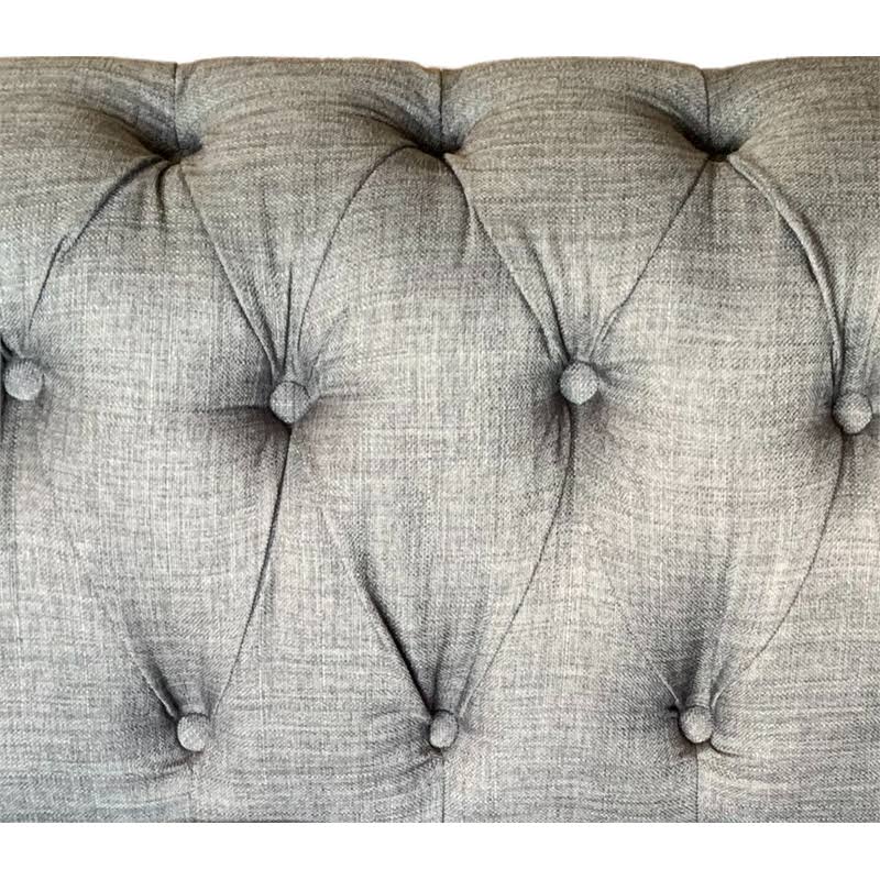 Gray Button Tufted Linen Fabric Sofa R680100