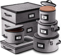 7-Pc. Hard Shell Stackable Storage Containers for Dinnerware with Dividers & Handles U86924
