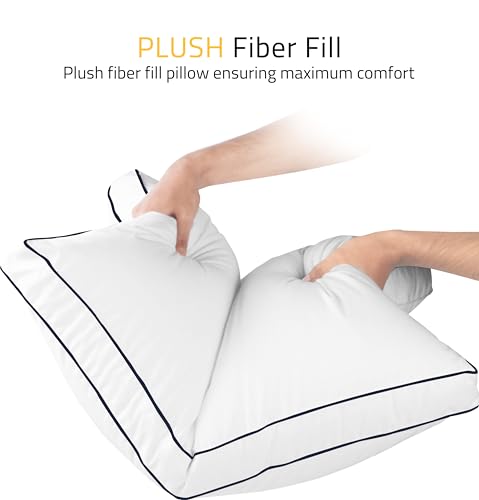 King Size White Set of 2 Gusseted Bed Pillows H103