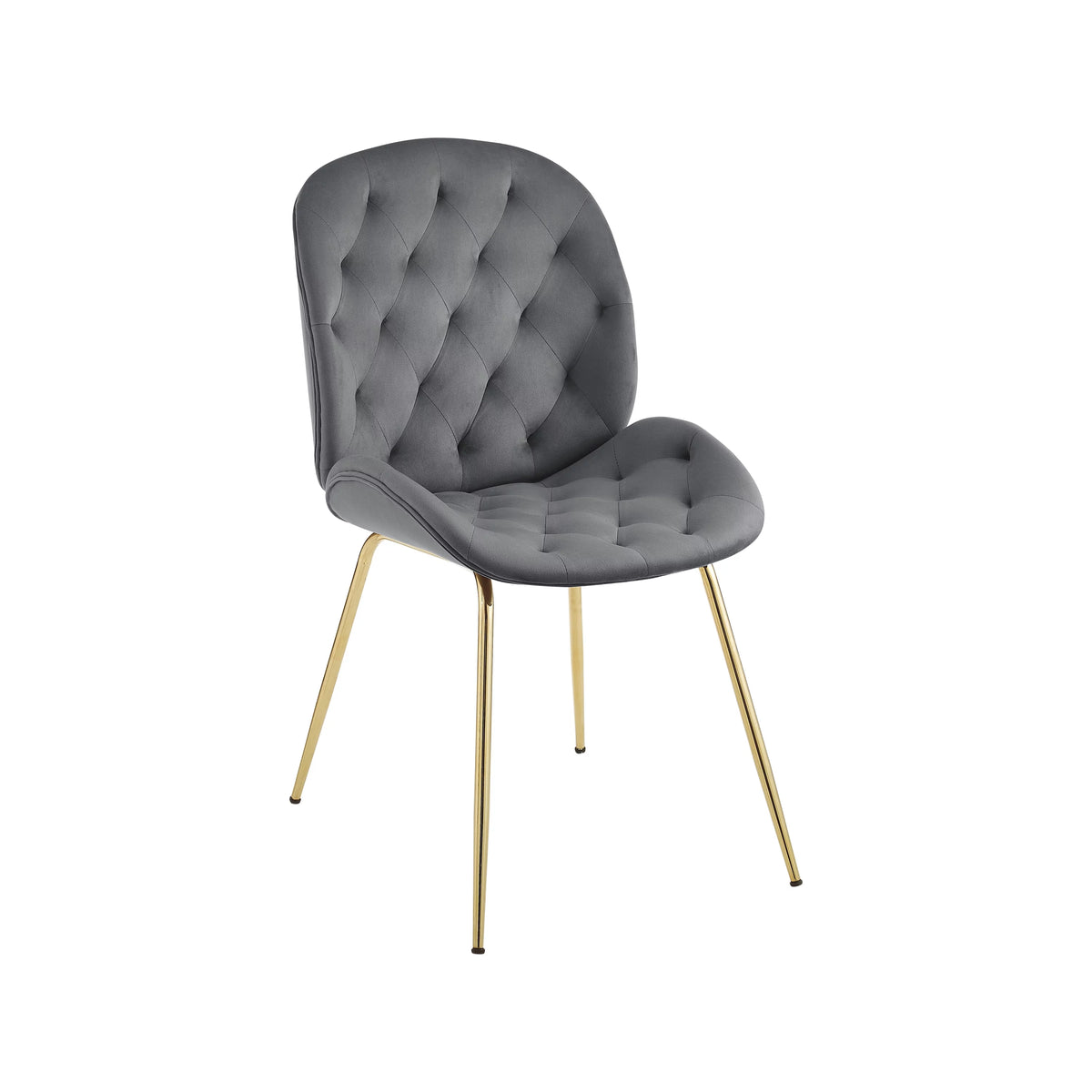 Gray Velvet Tufted Upholstered Dining Chairs Y42399