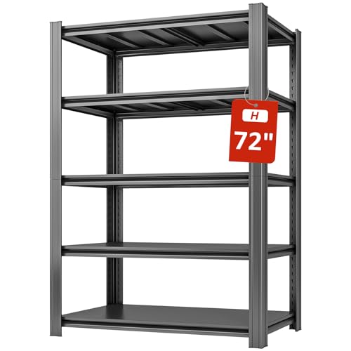 5 Tier Adjustable Heavy Duty Metal Shelving Unit, Black L176