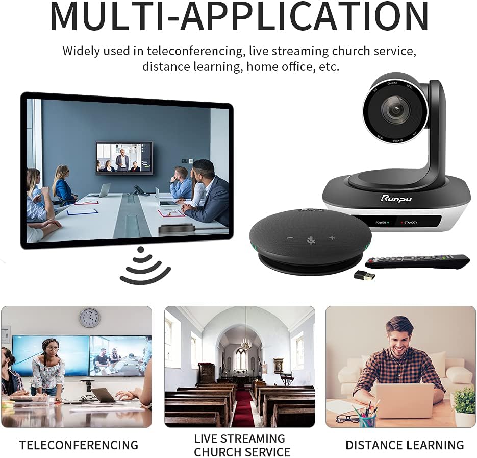 HD1080P PTZ Conference Room Camera and Wireless Bluetooth USB Conference Microphone and Speaker M1711