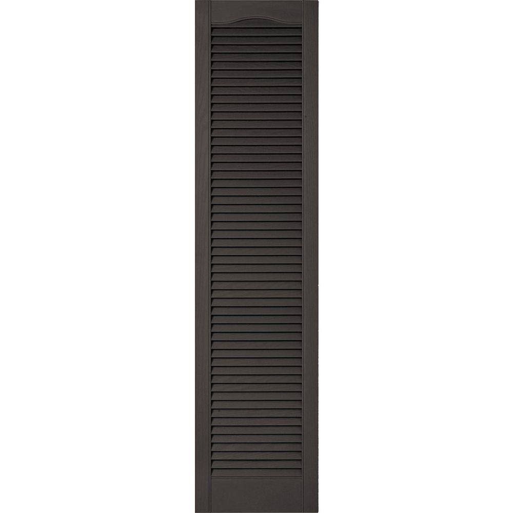 Vinyl Cathedral Top Open Louver Shutters S287574