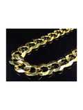10K Yellow Gold Curb Link Chain Necklace 20-30" 13MM H790274