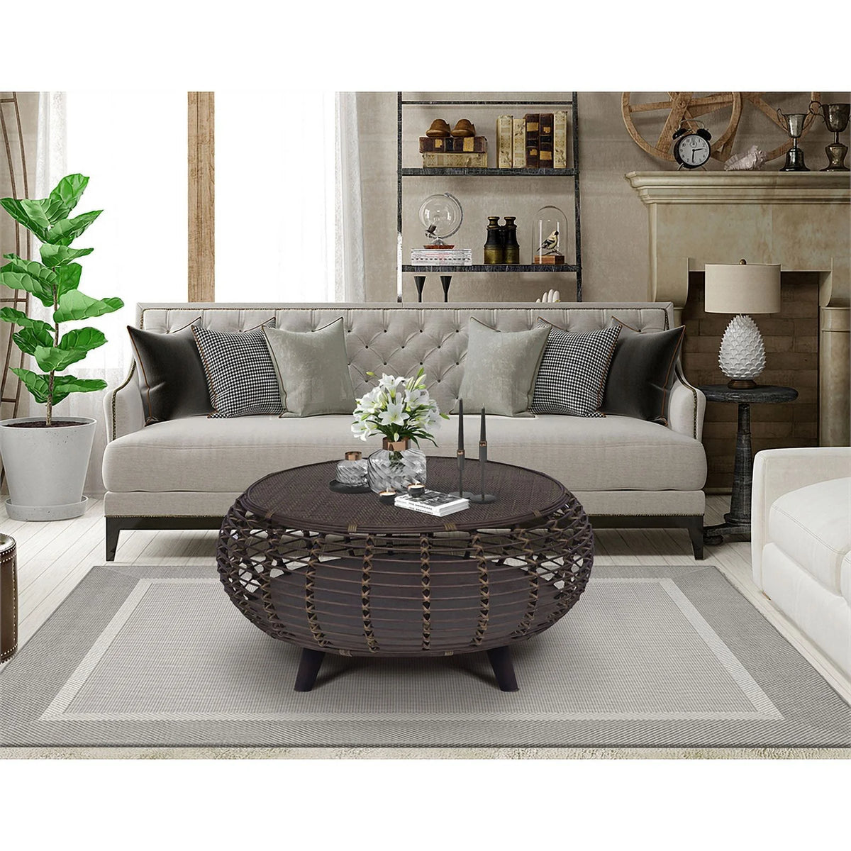 Espresso Rattan Coffee Table T2333