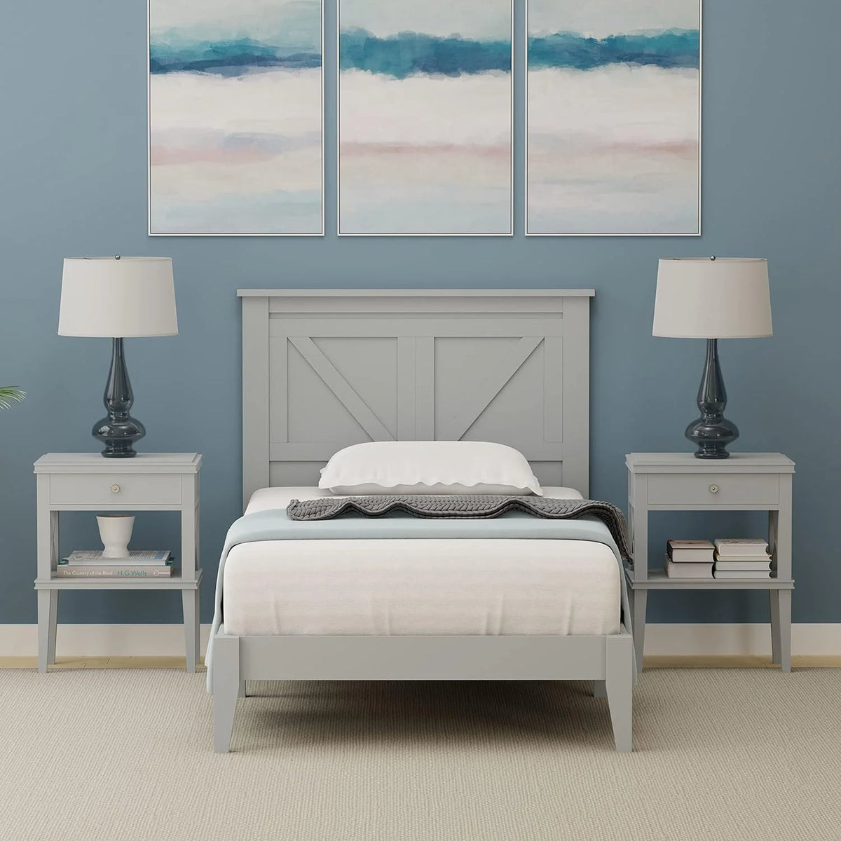 Solid Wood Platform Bed Y513734