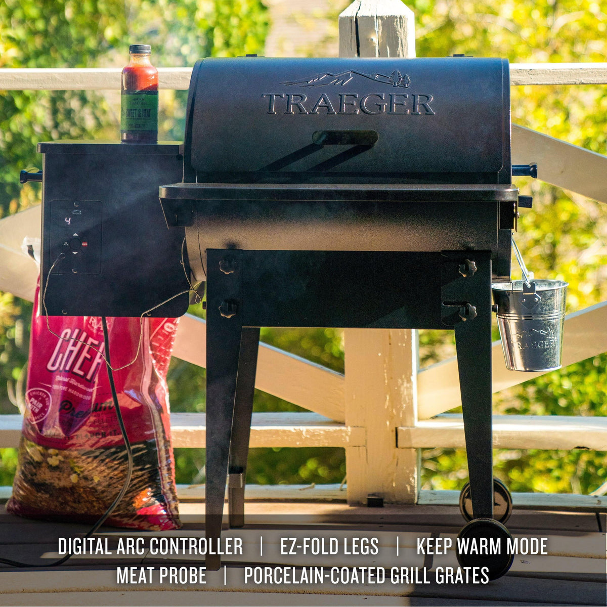 Black Wood Pellet Grill and Smoker W1380
