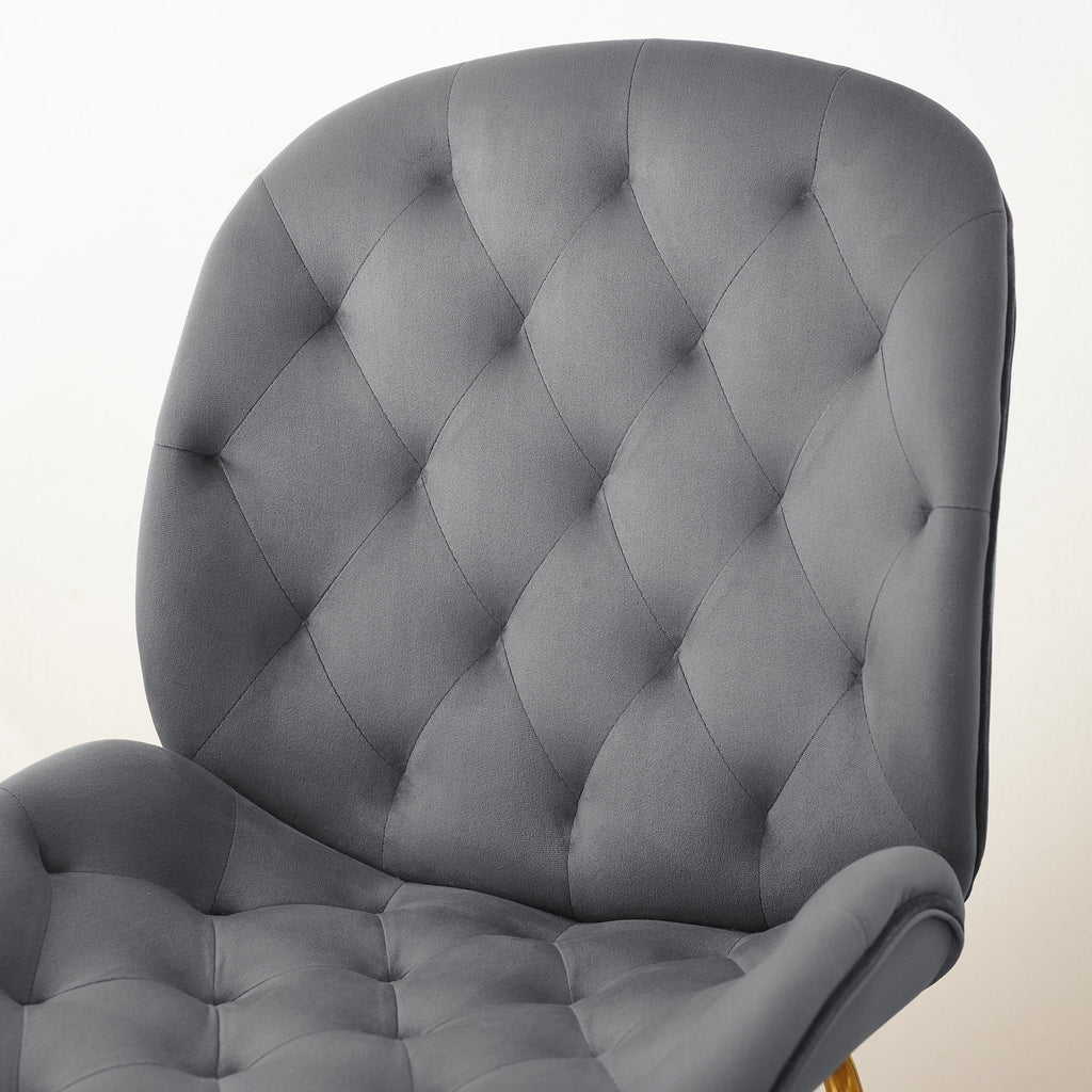 Gray Velvet Tufted Upholstered Dining Chairs Y42399