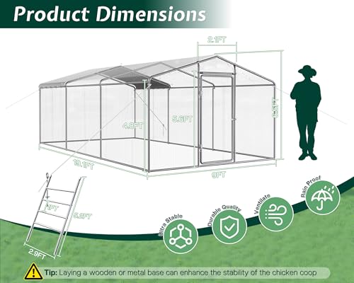 9x25.3x6.4 FT Large Walk-in Chicken Coop with Dome Roof, PE Cover & Wire Mesh R226