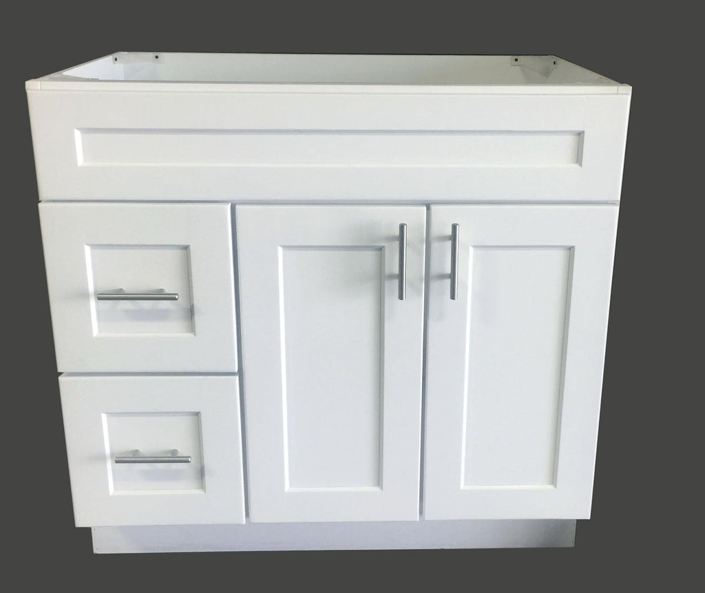 White Shaker Single-sink Bathroom Vanity Base Cabinet 36 Wide x 21 Deep B822448