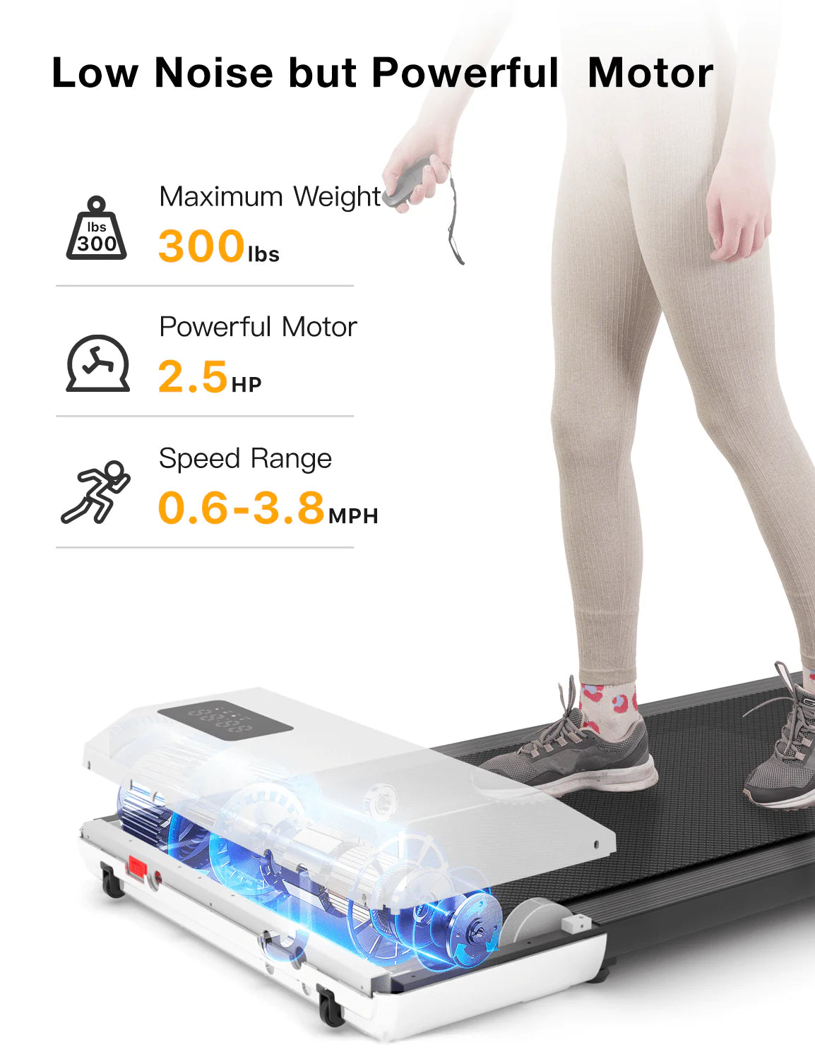 2 in 1 Under Desk Treadmill with Remote Control and LED Display U488277