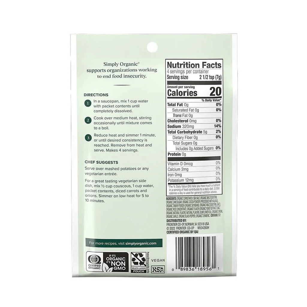 Organic Vegetarian Brown Gravy Mix 1 oz Pack of 12 X312