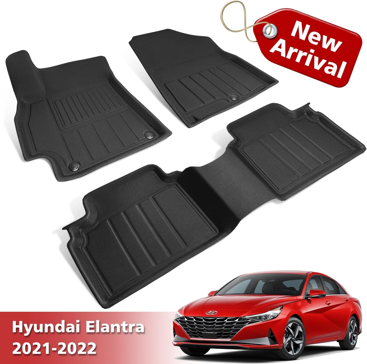 All Weather TPE Car Floor Mats Cargo Liner Black G97069