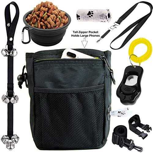 Dog Training Treat Pouch, Clicker, Doorbells, Collapsible Bowl S281370